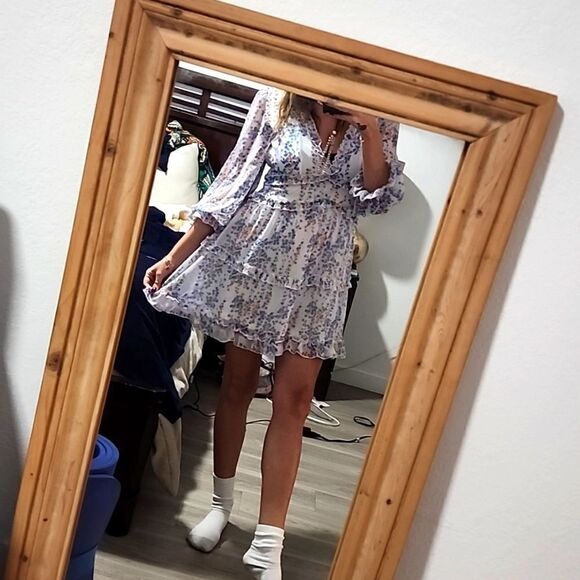 Floral Sheer Ruffle Mini Dress - Picture 3 of 6